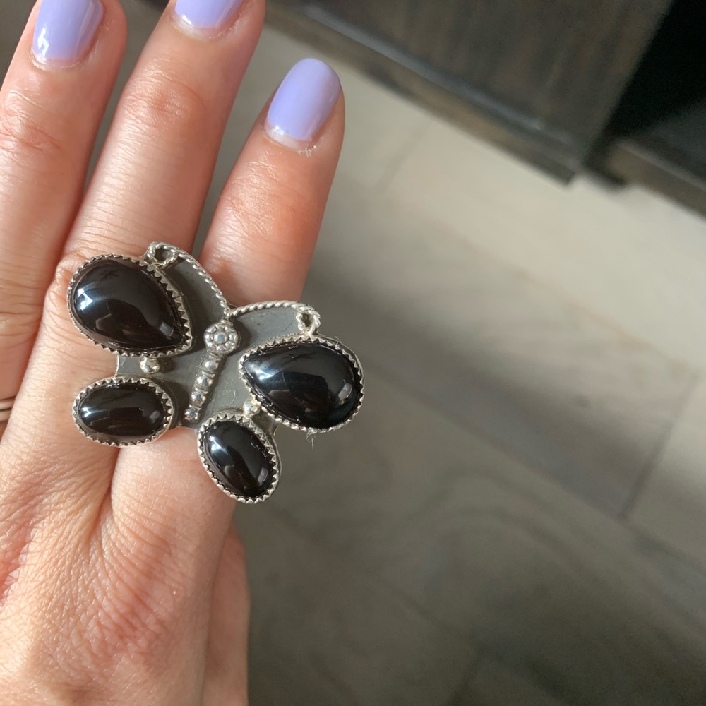 Opal Sterling Silver Butterfly Ring